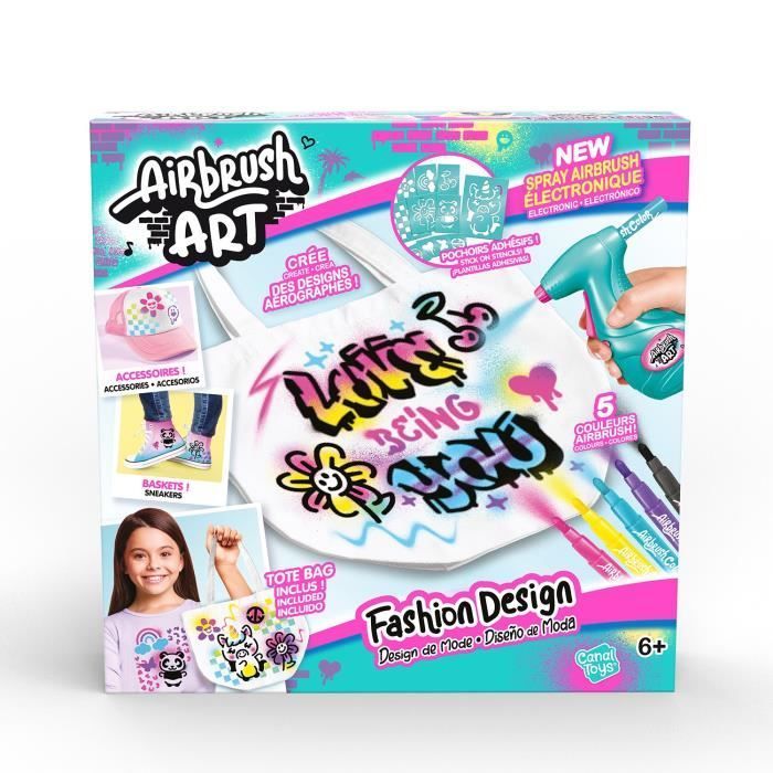 Kit de Fashion Design Kit avec spray électronique, pochoirs et feutres - Airbrush Art - AIR 016 Canal Toys