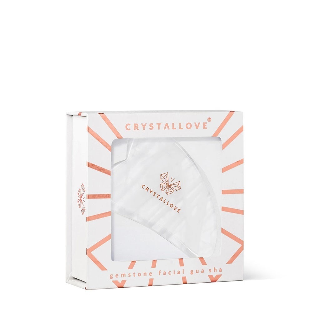 Masážny prístroj na tvár Crystallove Gua Sha z číreho kremeňa – 1 kus
