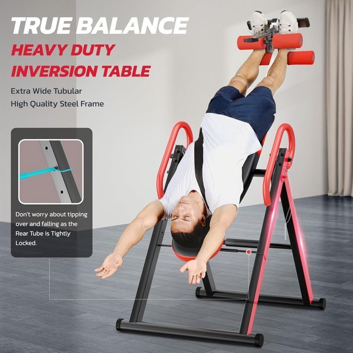 DRIPEX Banc d'inversion réglable/pliable avec triple verrouillage de sécurité, entraîneur de gravité avec ceinture de sécurité