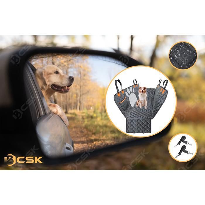 Funda para asiento de coche para perros BCSK® - Protección para el asiento trasero del coche para perros con red de sujeción - 147 x 137 cm