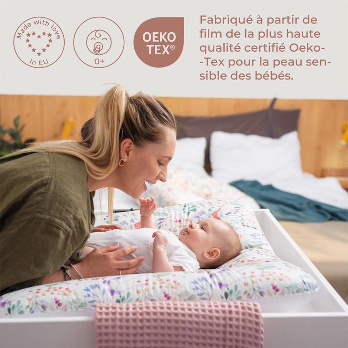 Ceba Baby Matelas à langer epais lavable - Joyeux Safari, 75x70 cm - Certifié Öko-Tex, Imperméable