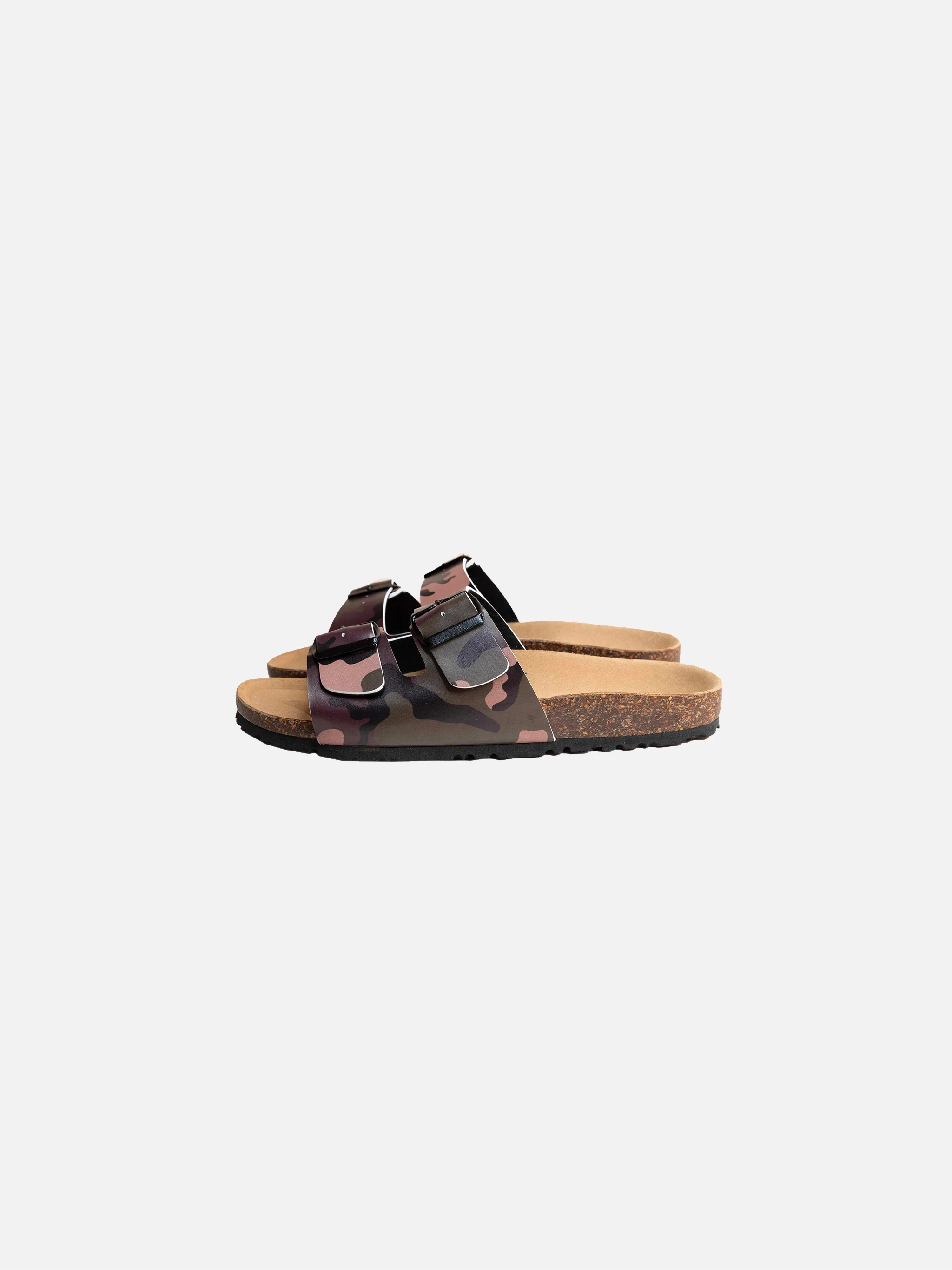 Sandalen van kurk met camouflageprint