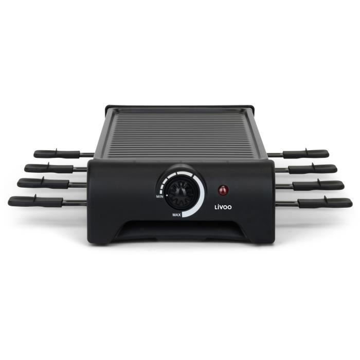 Raclette para 8 personas - LIVOO - DOC312 - 1300W - 8 personas - Placa antiadherente extraíble - Termostato ajustable