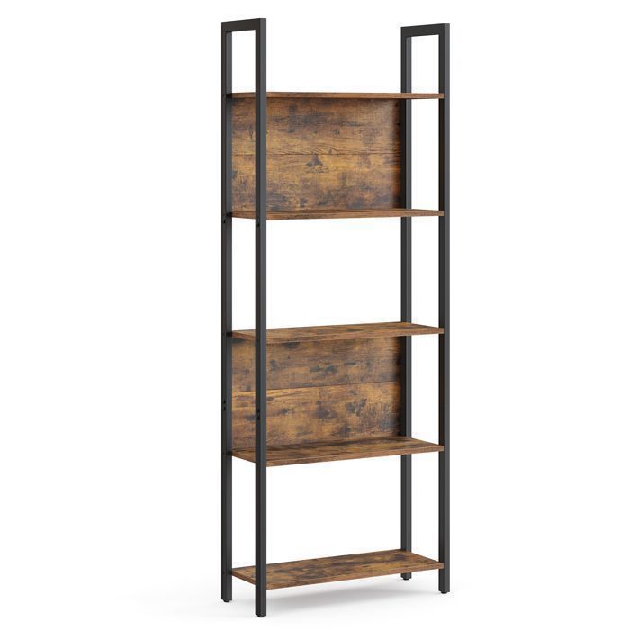 VASAGLE Meuble Étagère à 5 Niveaux, Étagère de Rangement pour Cuisine, 24 x 62 x 165 cm, Style Industriel, Marron Rustique et Noir
