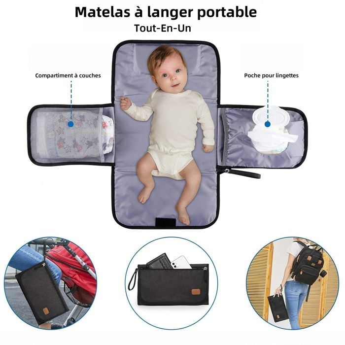 Bolso cambiador de gran capacidad, cambiador, portachupetes, correas para cochecito, bolso de viaje multifuncional para mamá y papá.