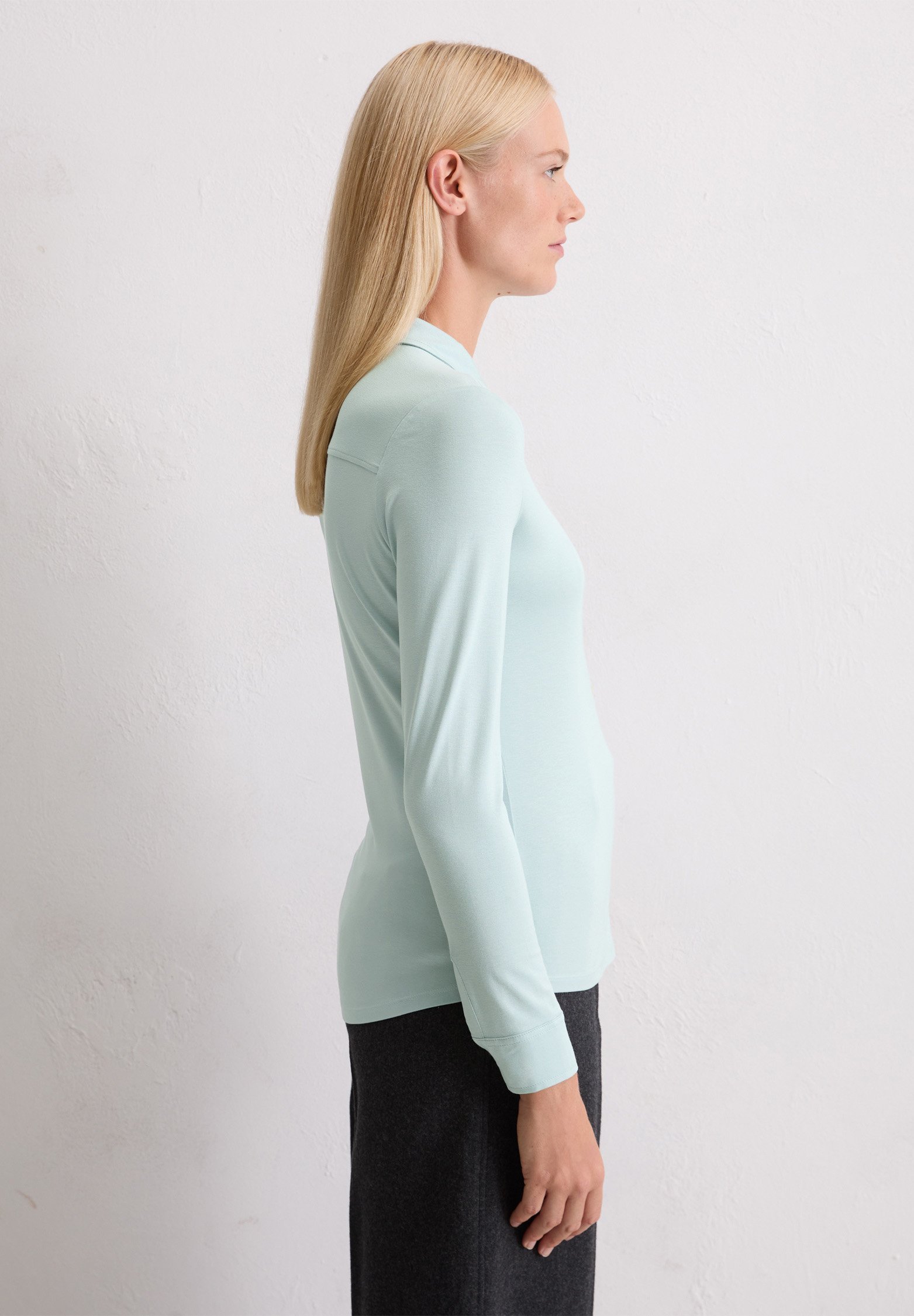 BALÍČEK S DLOUHÝM RUKÁVEM A KOLÁČKEM - Blůza s knoflíky - silver blue Marc O'Polo