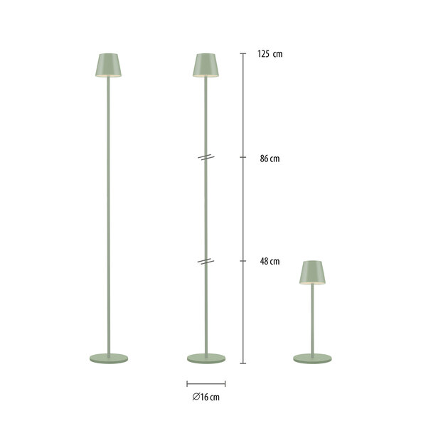 Lampă de podea Buria LED cu baterii, verde