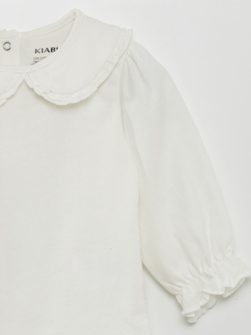 Bodysuit met gekruiste halslijn - WIT