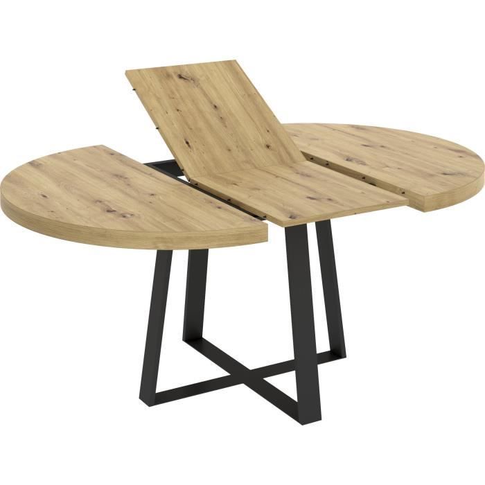 DUNA uitschuifbare ronde tafel - 4 tot 6 personen - Eikenhouten afwerking - B110 x D110 / 152 x H77 cm