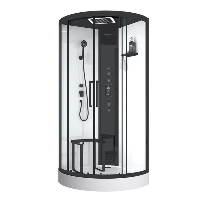 Cabina de ducha semicircular de 95x95x218 cm - Función de baño de vapor, chorros de hidromasaje, iluminación LED y Bluetooth.