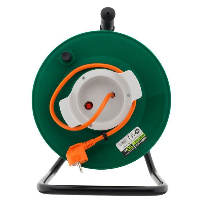 Carrete de cable de jardín precableado vacío 3G1.5mm² 70cm + disyuntor Negro - Zenitech