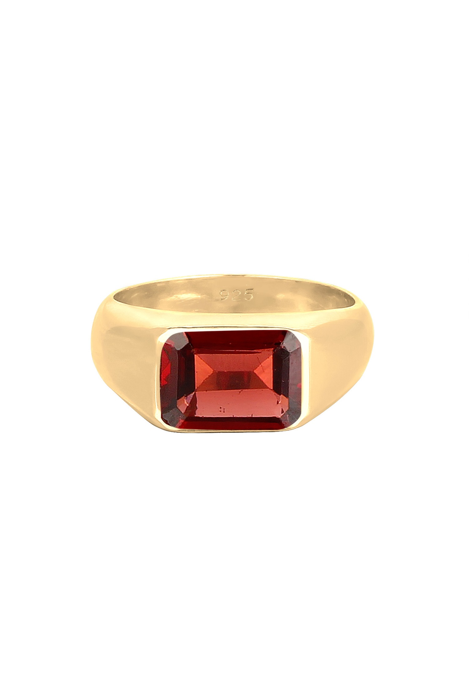 Elli PREMIUM PREMIUM-Cachet Classique Bague Femme-Plaqué Or Argent (925/1000) Argent Grenat