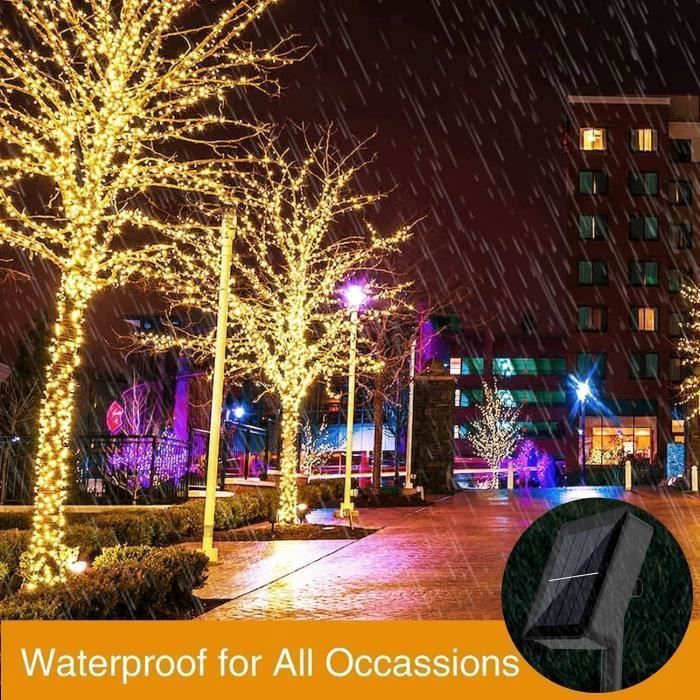 MTEVOTX Set of 2 Outdoor Solar String Lights, Garden Lights, 200 LEDs, 8 Modes, for Christmas Decorations (2x22m)