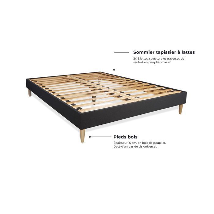 Kit composto da materasso ACTIVE 180x200 cm e base letto nera.