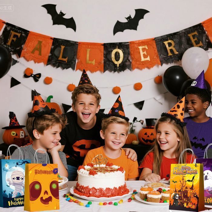 Sacchetti regalo di Halloween - INBOXXARTY - 24 pezzi - Multicolore - 20,3x15x7,9 cm - Sacchetti di carta