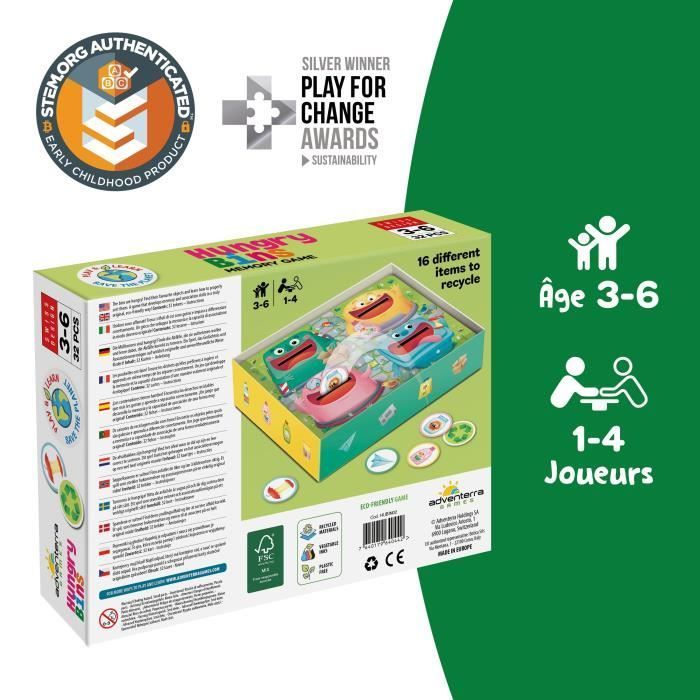 Giochi educativi - GEOMAG - Cestini della fame - Riciclo - Imparare a conoscere i rifiuti - Abbinamento dei colori