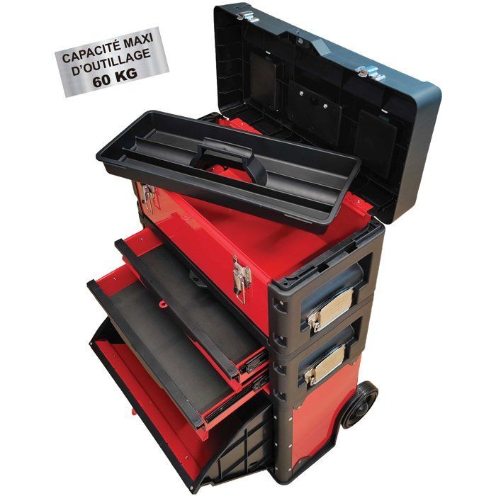 Carro portaherramientas - DEFPRO - 3 módulos apilables - 60 kg