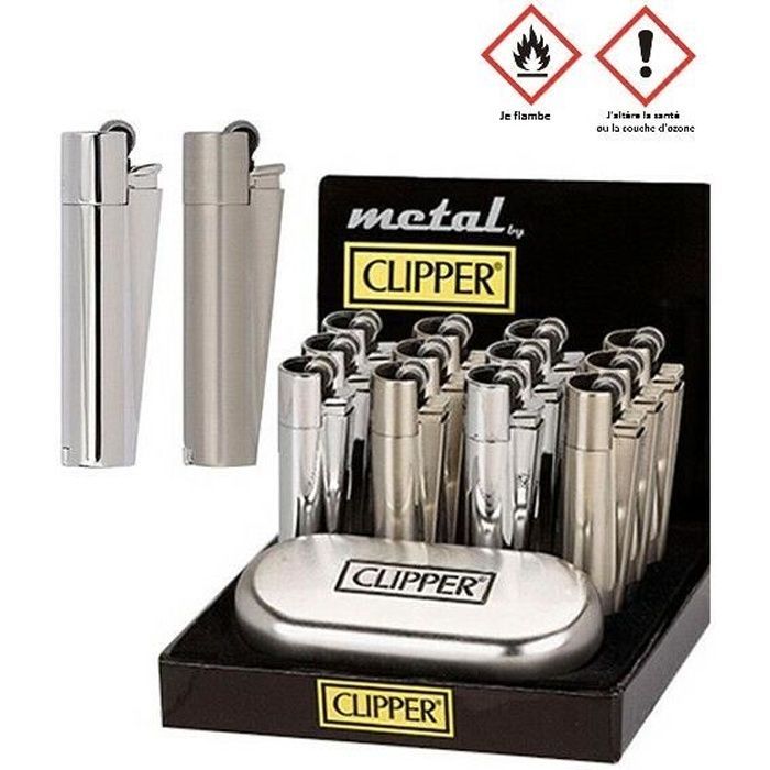 Encendedor Clipper Metal Plateado con Caja - Modelo Aleatorio - Colección para Fumadores - 980