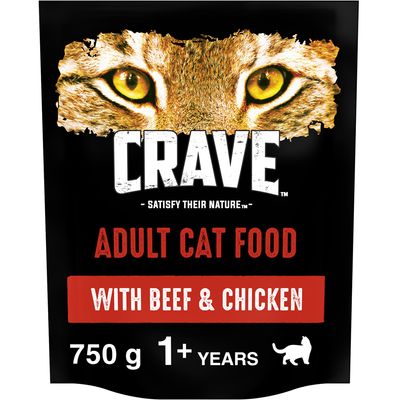 Alimento seco para gatos adultos CRAVE de carne de res y pollo