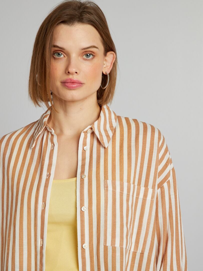 Camisa a rayas - MARRÓN