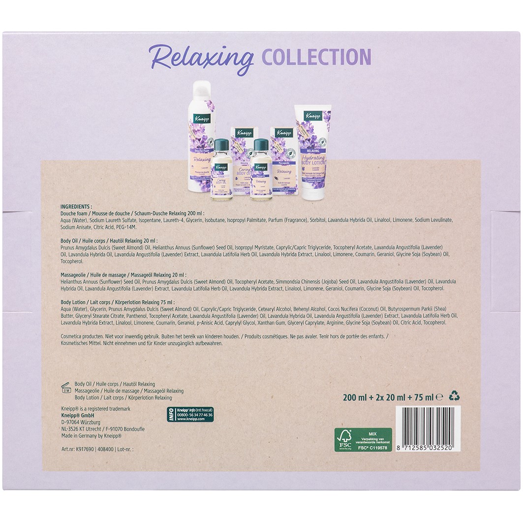 Kit de cuidados corporais Kneipp, conjunto de presente de luxo, lavanda relaxante -