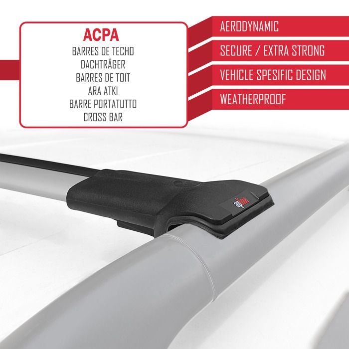 Barras portaequipajes de techo para Jeep Cherokee (KL) 2014-2023, modelo FLY - Gris