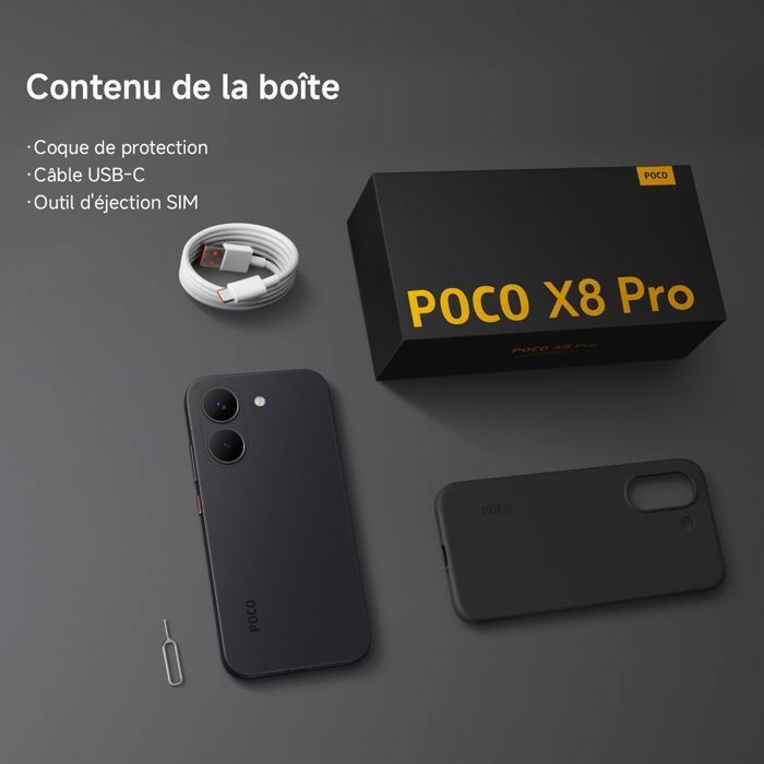 Smartphone Xiaomi POCO X8 Pro 5G, 8 GB de RAM, 256 GB de almacenamiento, negro, procesador Dimensity 8500-Ultra, sensor Sony IMX882 de 50 MP con OIS, batería de 6500 mAh.