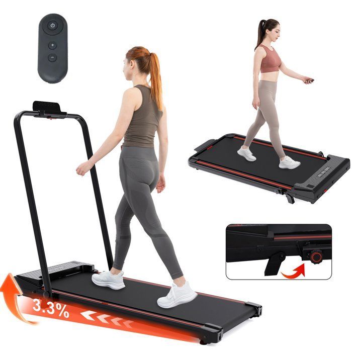 Tapis de Course Pliable et Inclinaible jusqu'à 3.3%,CITYSPORTS ZX2.Moteur 1400W,Vitesse 1-12km/h,Noir avec Rouge