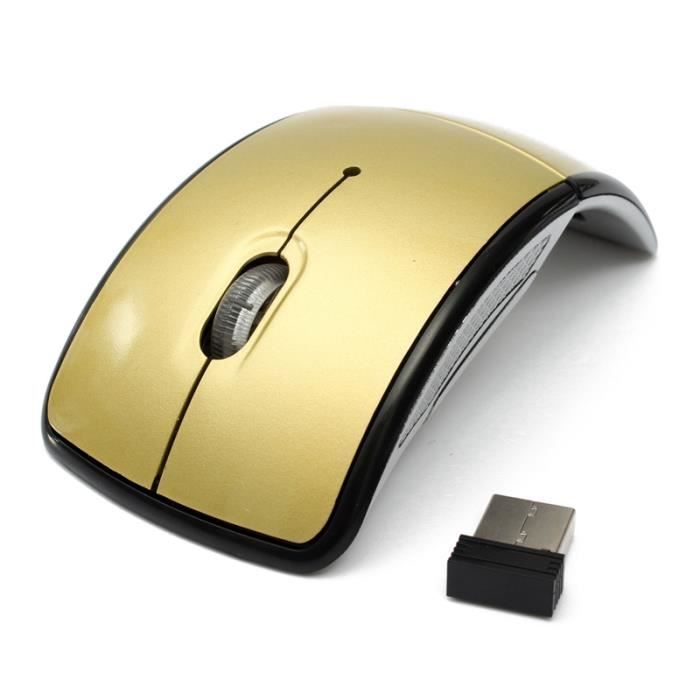 Souris Noir  2.4 Ghz 7 Couleur Sans Fil Pliable Arc Pliant Souris / Souris + Usb 2.0 Récepteur Pour Pc Portable Voyage