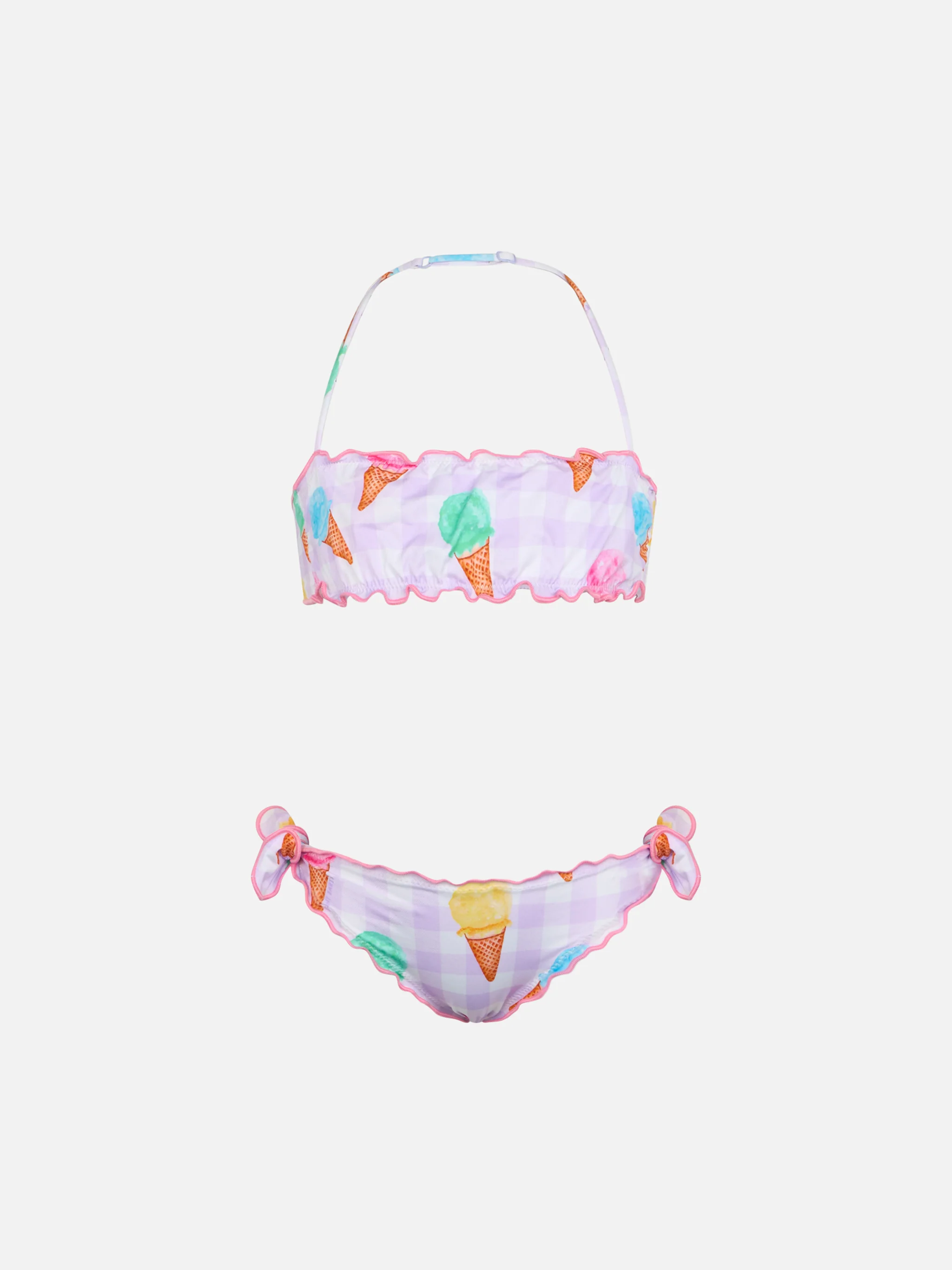 Bikini bandeau classique Emy pour filles avec imprimé glace