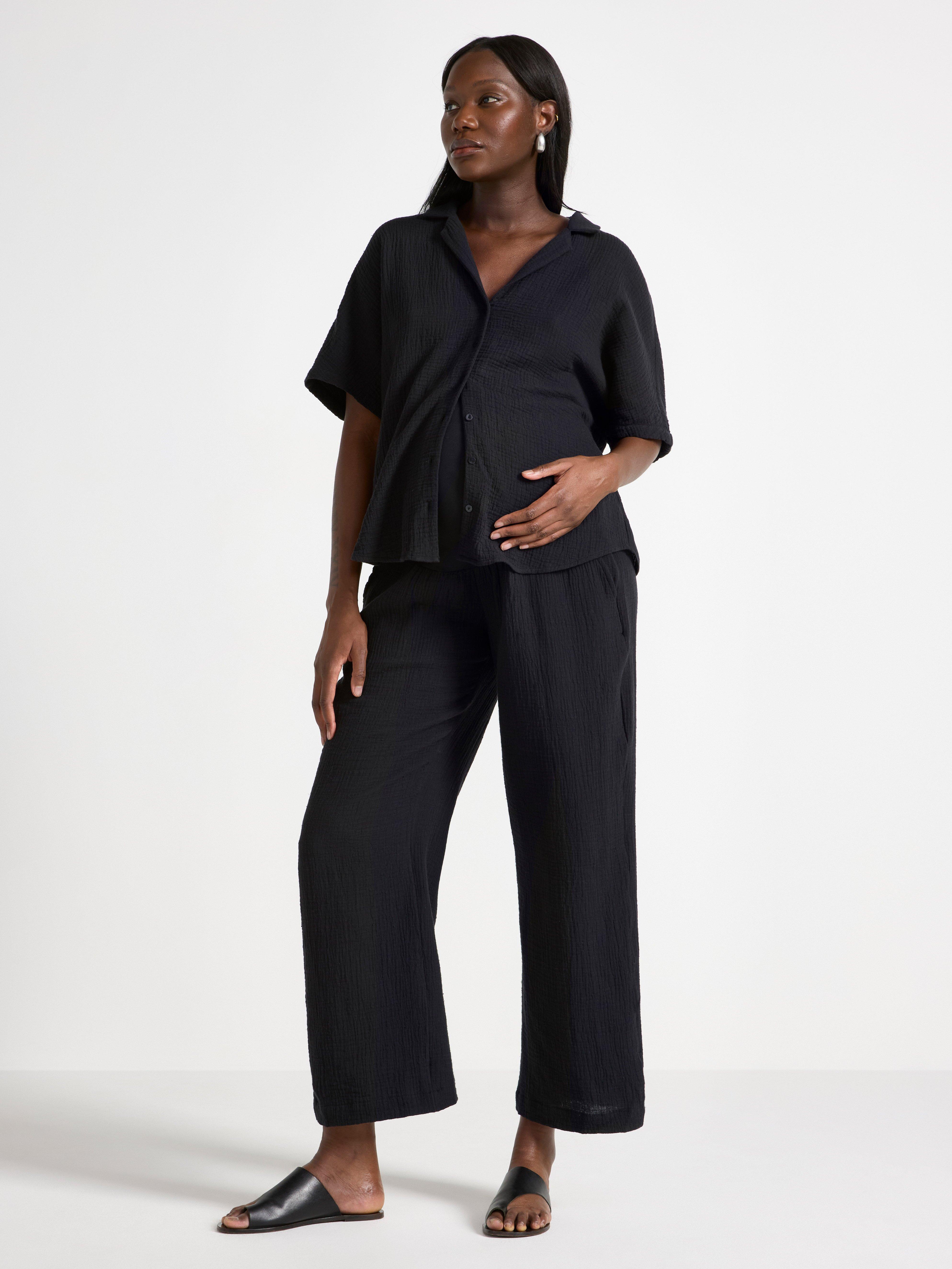 Pantalon droit froissé noir MOM