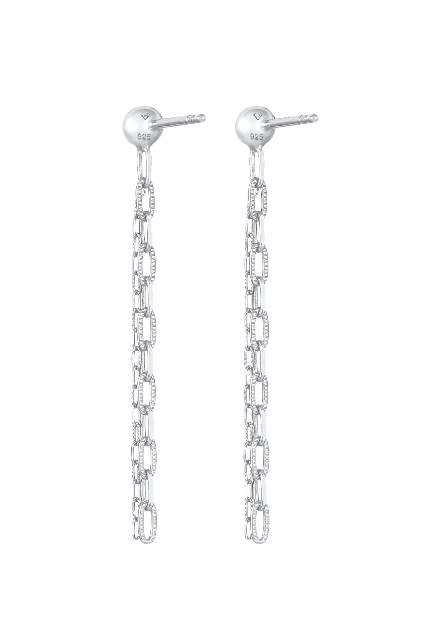Elli Boucles d'oreilles pour femmes, chaîne à maillons avec pendentifs, blogueuse tendance en argent sterling 925 plaqué or.