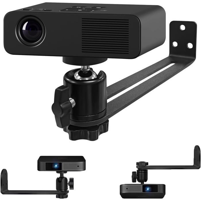 Support mural pour vidéoprojecteur - ZGEER - Rotation 360° - Inclinaison 45° - Acier au carbone - Supporte jusqu'à 3 kg