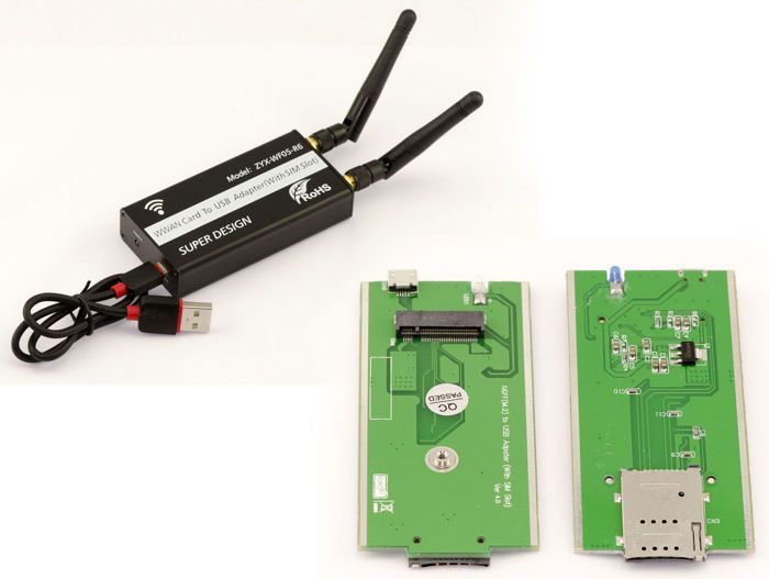 Adaptateur USB - KALEA INFORMATIQUE - M.2 WWAN LTE - Compatible 3G 4G - Emplacement carte SIM - Format 2242
