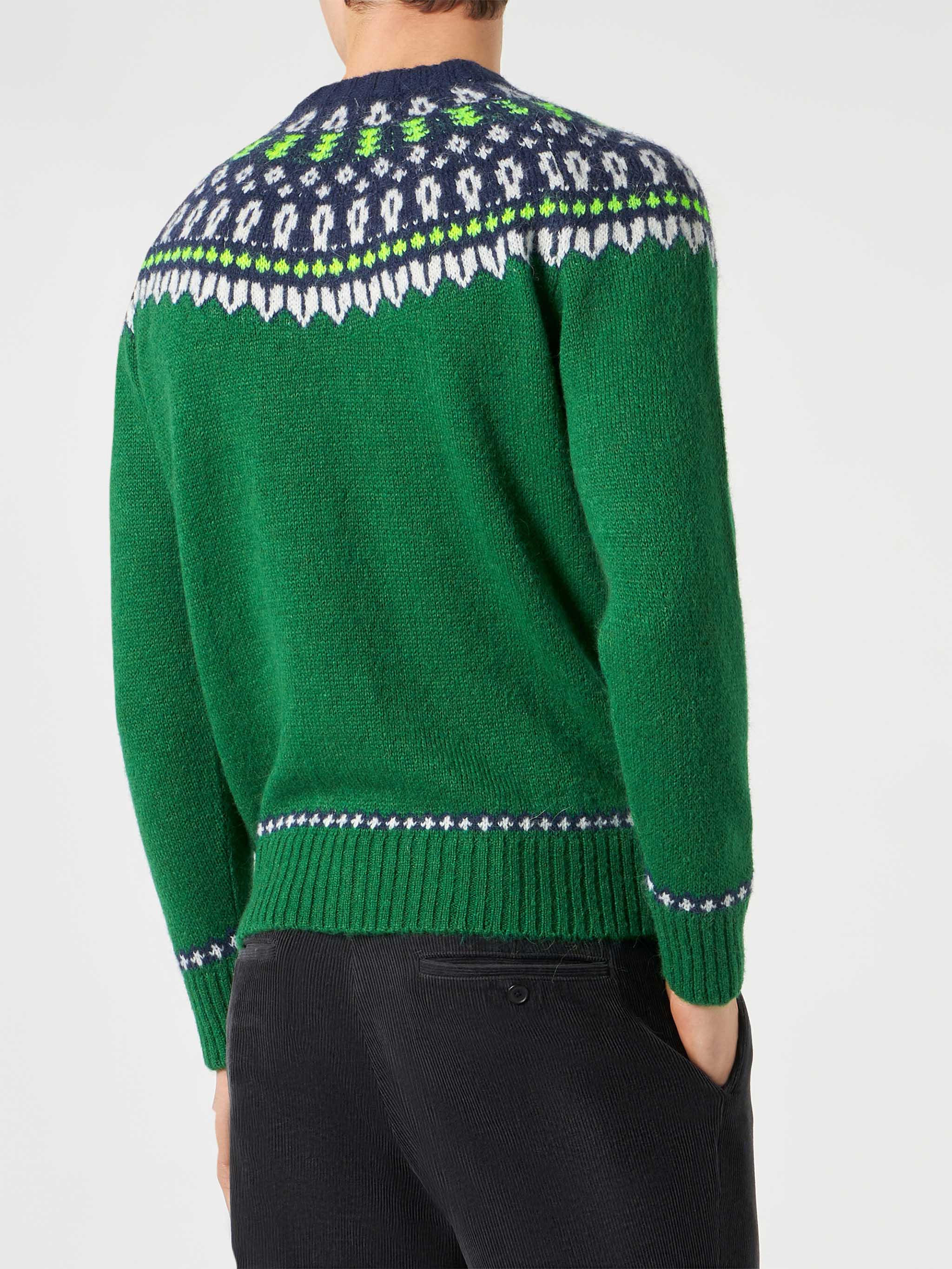 Pull pour homme en maille brossée avec jacquard islandais