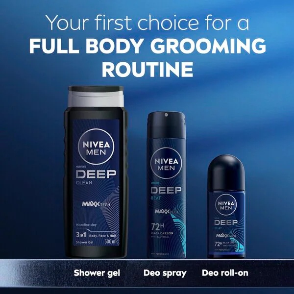 Nivea Men Deep Black Carbon Beat antiperspirant sprej 150ml