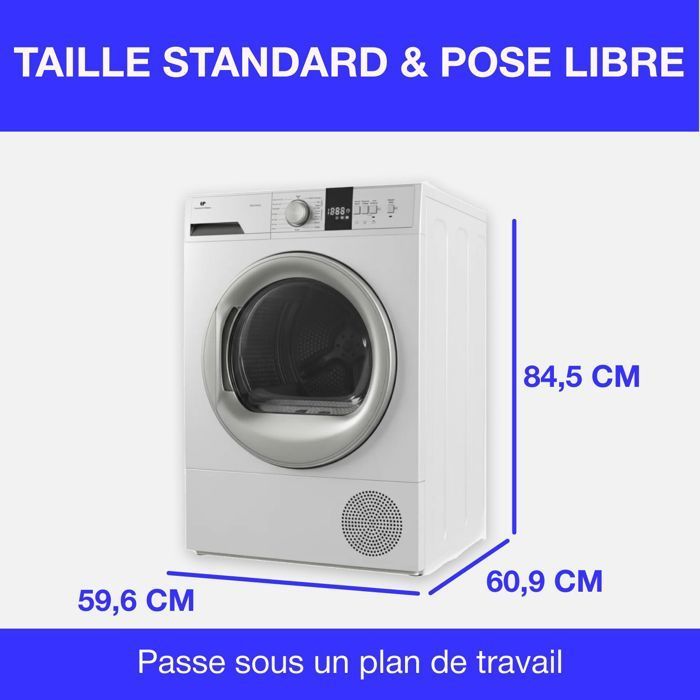 Sèche-linge pompe à chaleur CONTINENTAL EDISON CESL10PCW2 - 10 kg - 60 cm - Classe E - Blanc