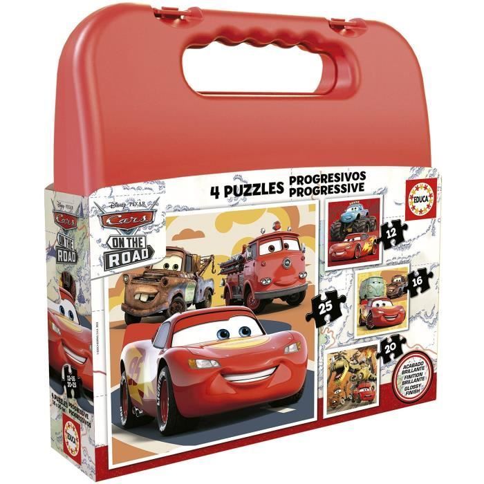 Cars Progressive Puzzle - Set of 4 Puzzles - Educa® - 12-16-20-25 Pieces