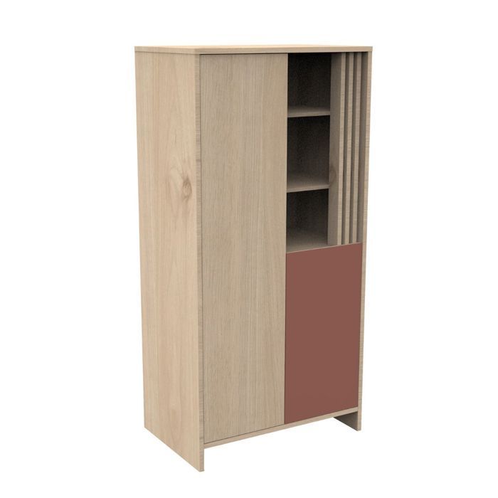 Armario de 2 puertas con 1 nicho y panel de madera con acabado en roble suave - TOKYO