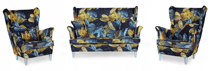 Zestaw wypoczynkowy uszak ARI Print sofa fotele Family Meble