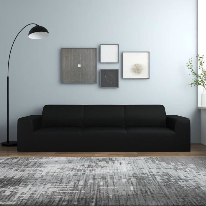 Funda elástica para sofá de 4 plazas vidaXL, color negro, poliéster jersey 332935