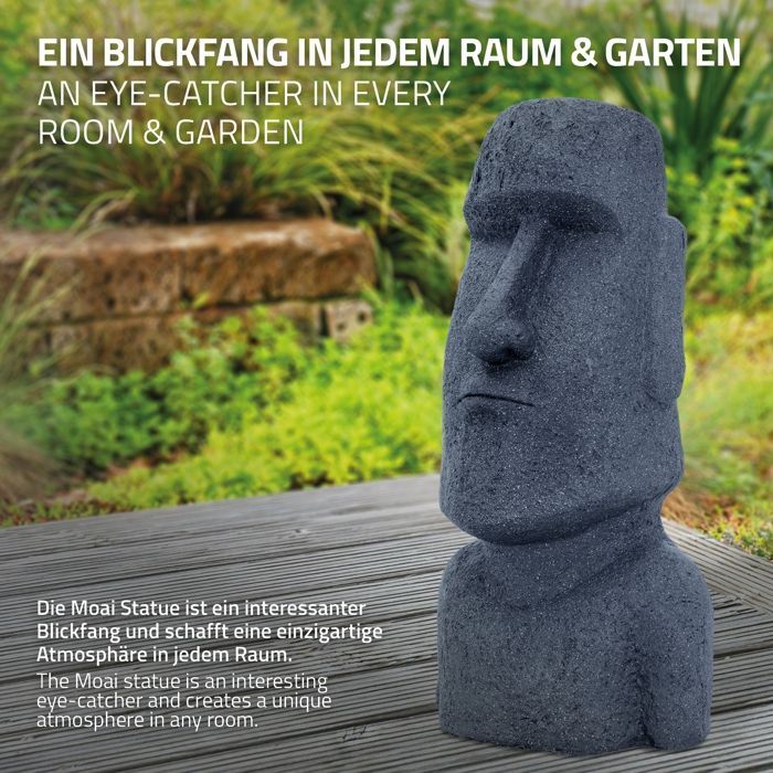 Statua scultorea in pietra modellata, lava grigia, Isola di Pasqua, statuetta decorativa da giardino
