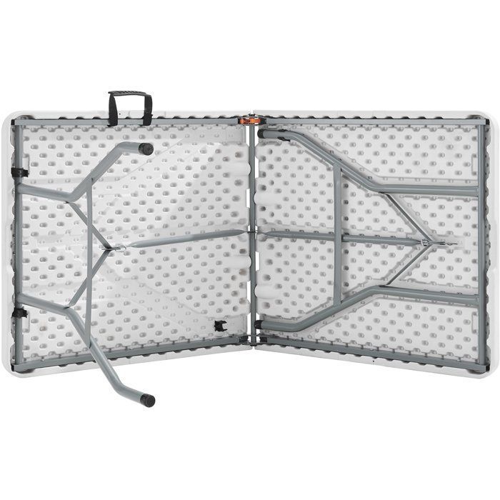 Mesa de recepción plegable - TERRANOVA - Blanca - Estructura de acero y tablero de polietileno HDPE - 6 personas - 152 x 70 x 73,5 cm