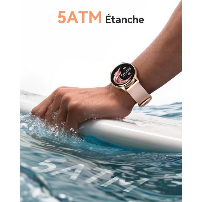 Montre Connectée Femme,Smartwatch Bluetooth 5.2 Étanche 5Atm Tracker D'Activité Avec Fréquence Cardiaque Podomètre Sommeil C[CS136]