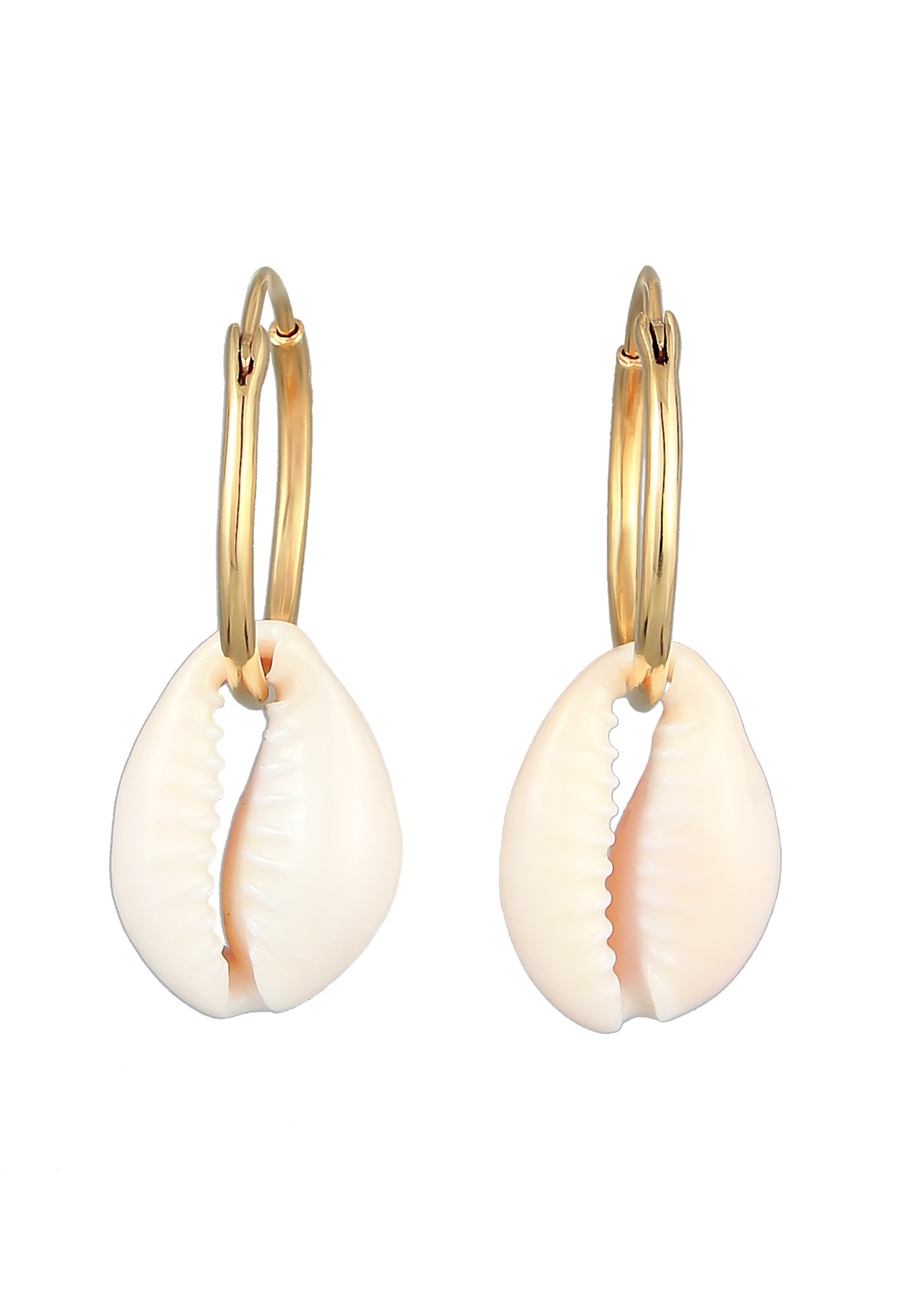 Elli Femmes Créoles Tendance avec coquillage cauri en argent sterling 925 plaqué or