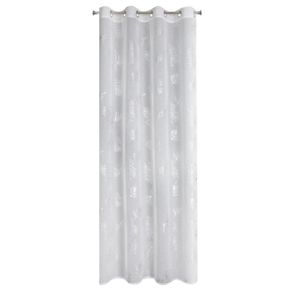 Firana 140x250 Capri biała srebrna liście gotowa