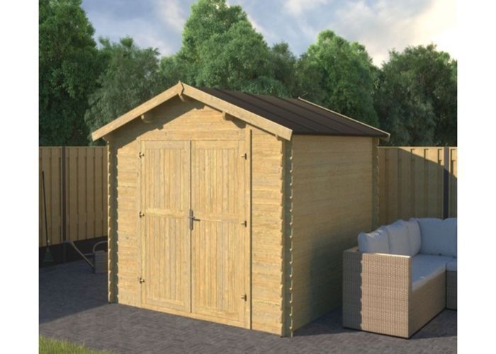 Wooden garden shed - 9m² - 3x3m - Treated - 28mm thick - Colour: green - DOM458