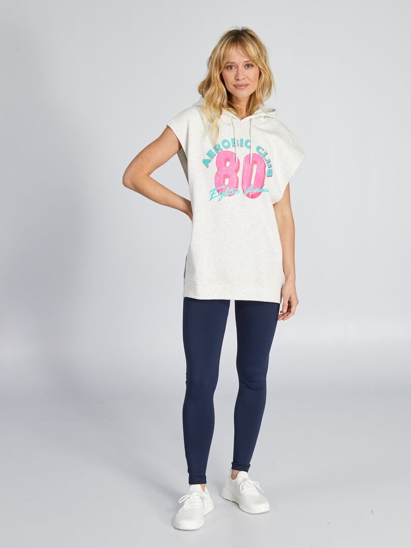 Blusa de moletom sem mangas em fleece - CINZA