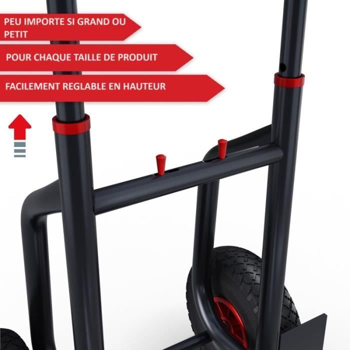 Diable pliable Chariot de transport - Charge max. 200kg - Hauteur réglable
