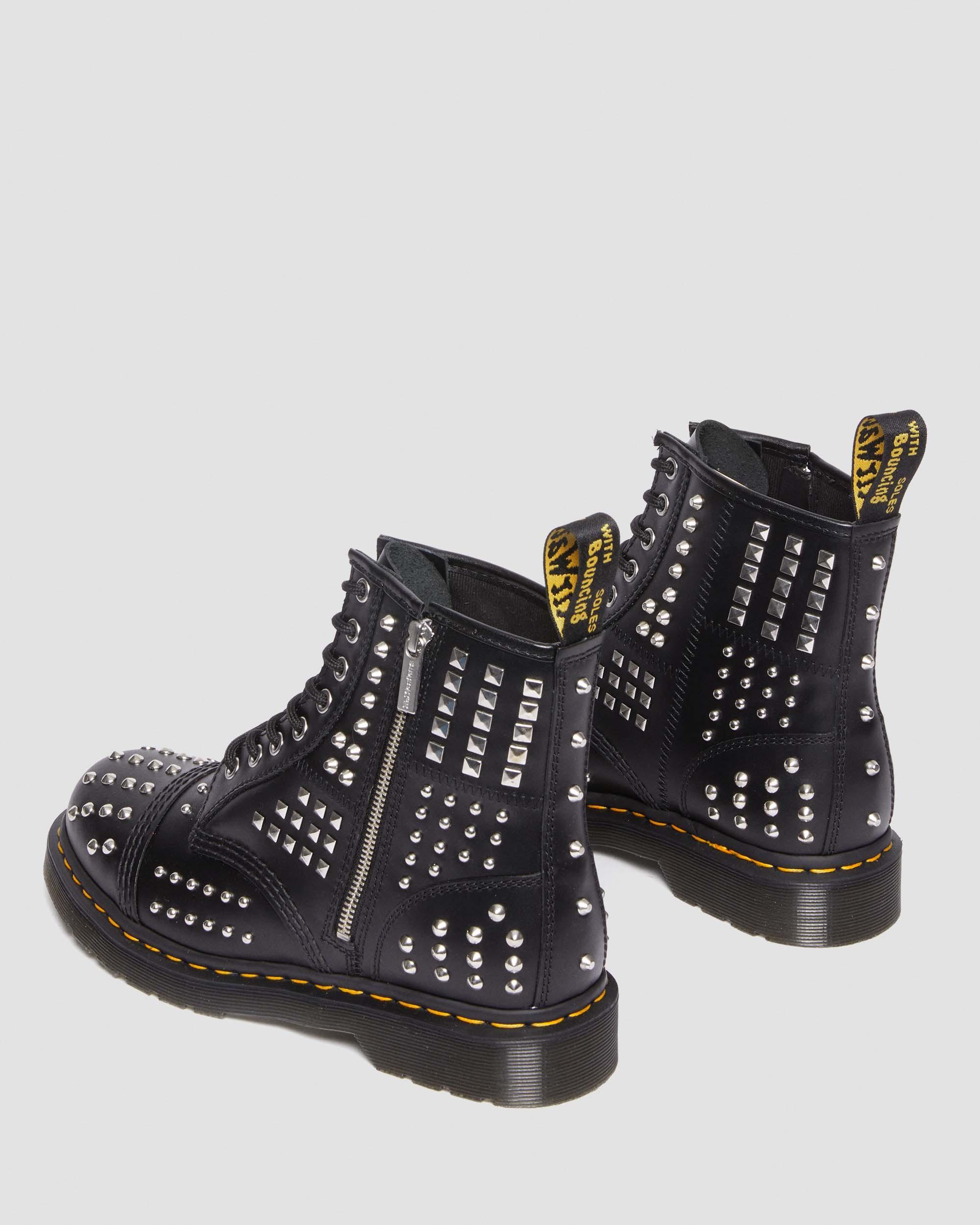 1460 Studded Zip Atlas Leather Lace Up Boots